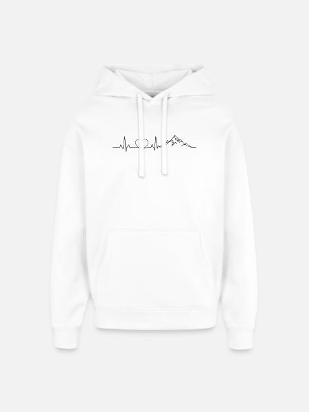 Mountains Pulse Heart - Oversized Unisex Hoodie by Stanley/Stella - white