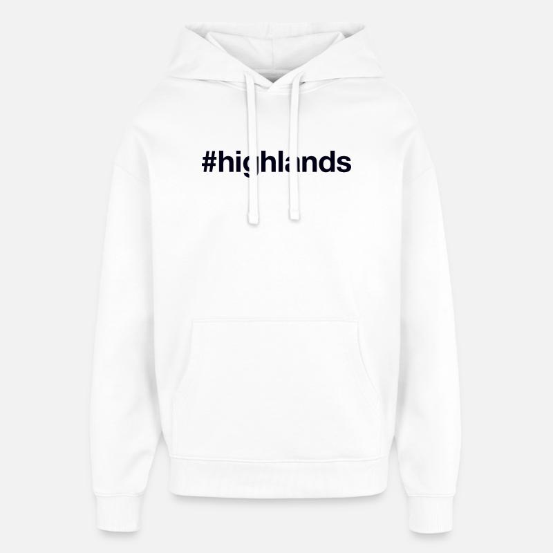 HIGHLANDS, Écosse - Sweat à capuche unisexe Stanley/Stella Oversized - blanc