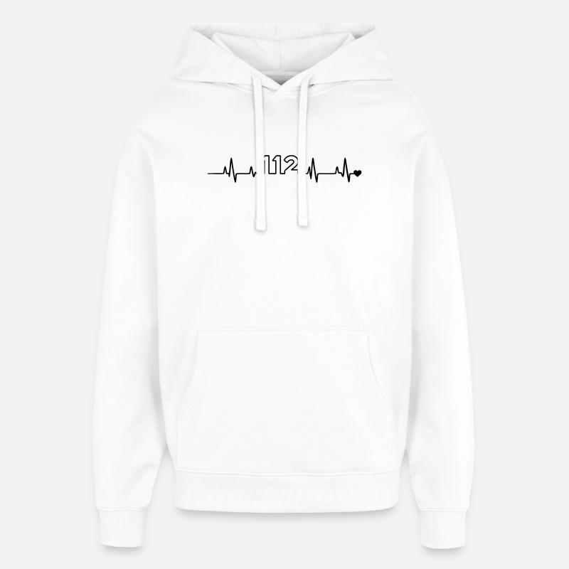 Brigade des pompiers 112 - Sweat à capuche unisexe Stanley/Stella Oversized - blanc