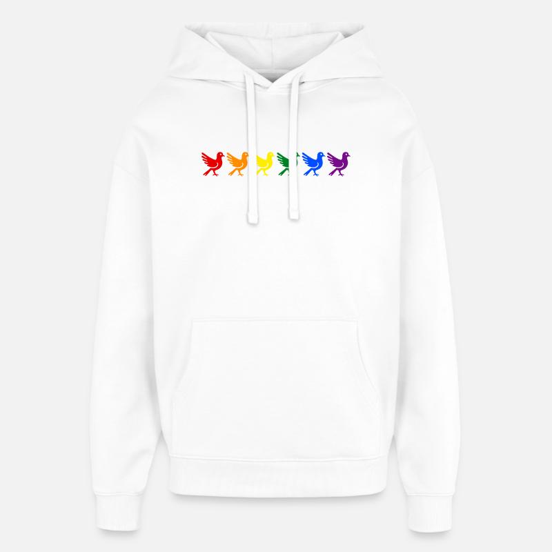 Colombes arc-en-ciel - Sweat à capuche unisexe Stanley/Stella Oversized - blanc