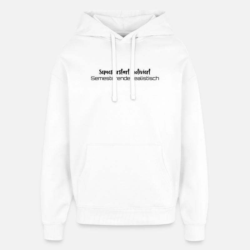 Coffee → learning → existential crisis - Oversized Unisex Hoodie by Stanley/Stella - white