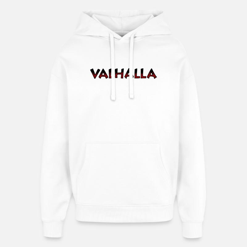Valhalla Rune Rouge et Noir - Sweat à capuche unisexe Stanley/Stella Oversized - blanc