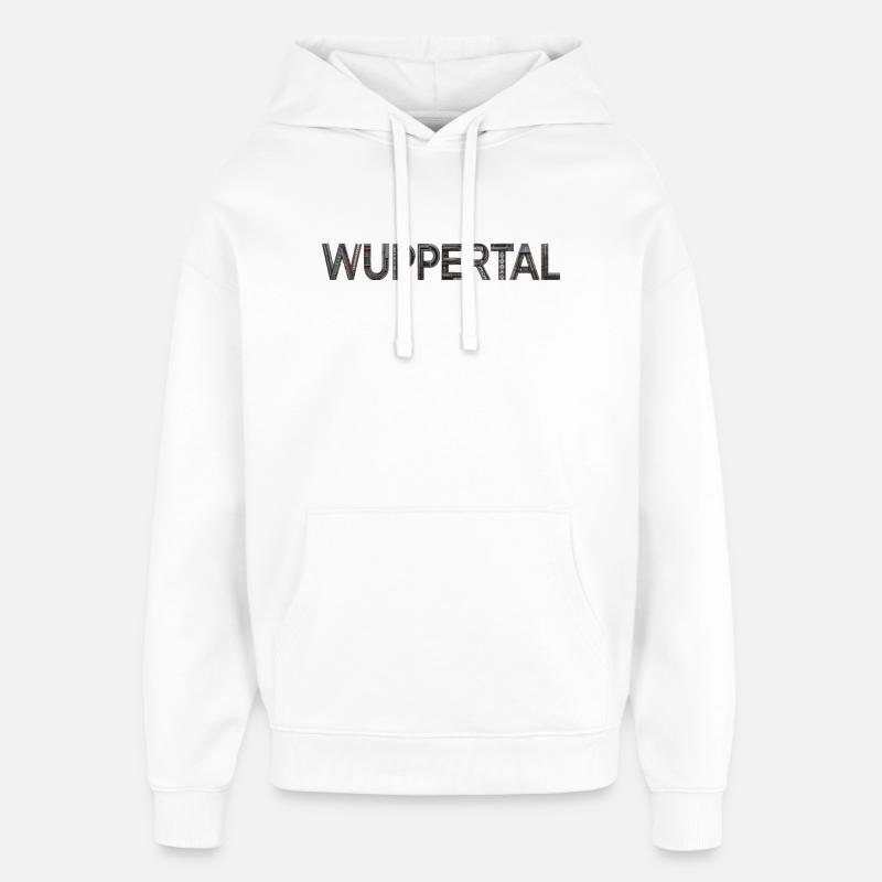 WUPPERTAL – Typographie architecturale industrielle - Sweat à capuche unisexe Stanley/Stella Oversized - blanc