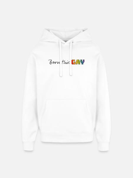 Rainbow né ce gay - Sweat à capuche unisexe Stanley/Stella Oversized - blanc