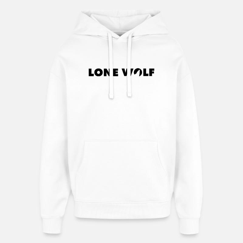 Wolf Lonewolf Lettre en noir - Sweat à capuche unisexe Stanley/Stella Oversized - blanc