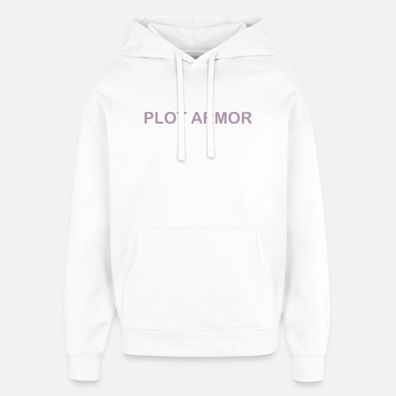 Sjove udtryk om Plot Armor i biografen - Hættetrøje unisex Stanley/Stella Oversized - hvid