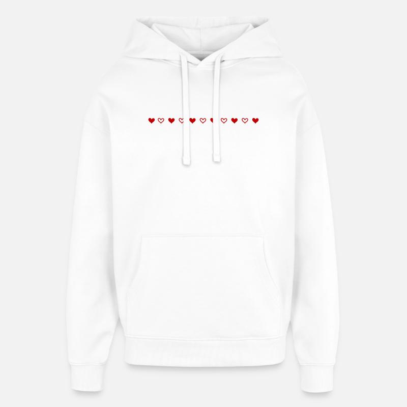 Hjerter-linjeikon - Hættetrøje unisex Stanley/Stella Oversized - hvid