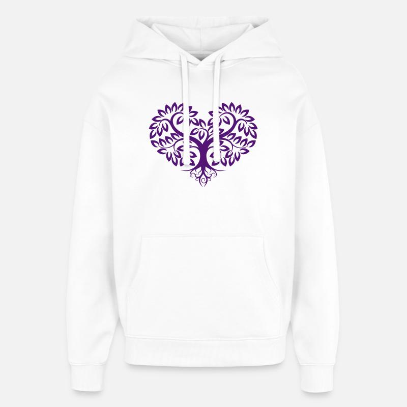 Herzbaum Lebensbaum Naturmotiv Arbre de Vie - Sweat à capuche unisexe Stanley/Stella Oversized - blanc