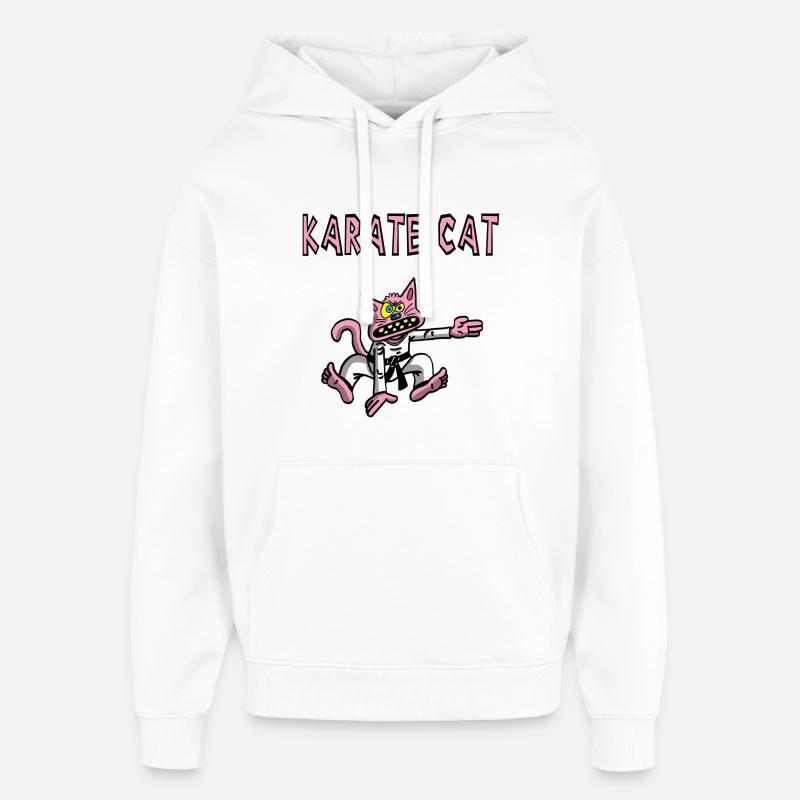 Chat rose et karaté - Sweat à capuche unisexe Stanley/Stella Oversized - blanc