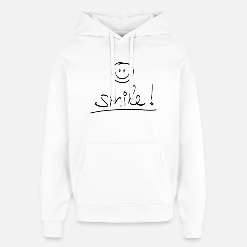 Manuscrit « SMILE ! » avec visage rieur - Sweat à capuche unisexe Stanley/Stella Oversized - blanc