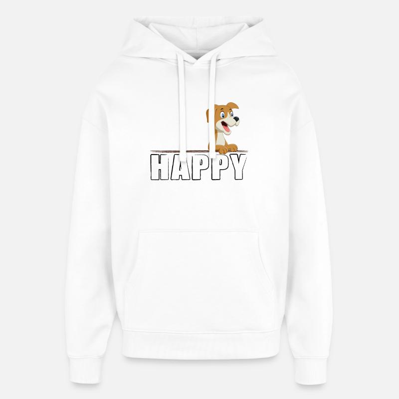 Chien Chien Chiot HAPPY - Sweat à capuche unisexe Stanley/Stella Oversized - blanc