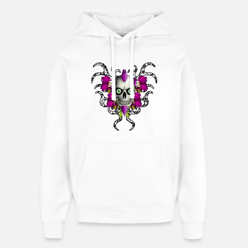 Gothique Punk Skull Roses R6Z - Sweat à capuche unisexe Stanley/Stella Oversized - blanc
