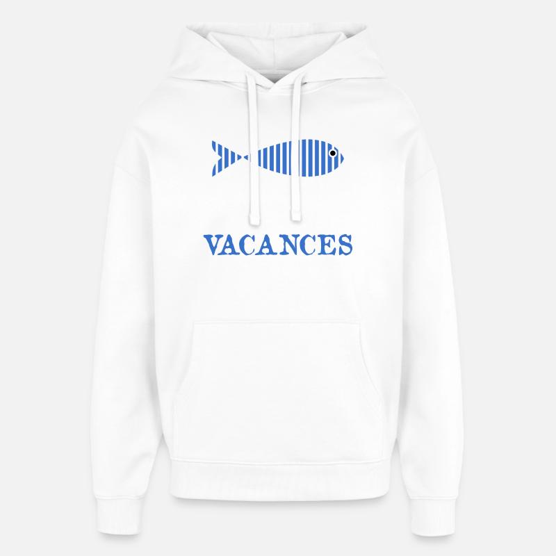MERCI. MAÎTRESSE. MAÎTRE. VACANCES - Sweat à capuche unisexe Stanley/Stella Oversized - blanc