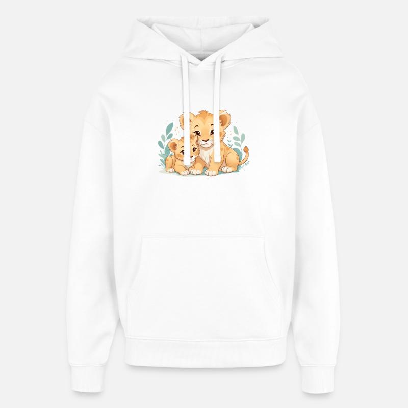 kuschelnde Löwenbabys - Oversized Unisex Hoodie von Stanley/Stella - Weiß