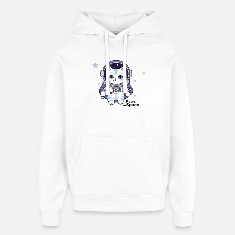 Astronaut Cat Space Cat Design - Sweat à capuche unisexe Stanley/Stella Oversized - blanc