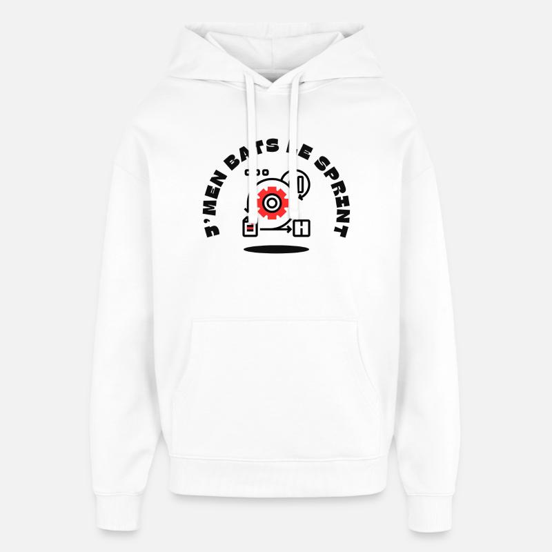 J'men bats le sprint - Sweat à capuche unisexe Stanley/Stella Oversized - blanc