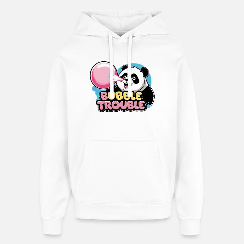 Panda mignon avec chewing-gum - Sweat à capuche unisexe Stanley/Stella Oversized - blanc