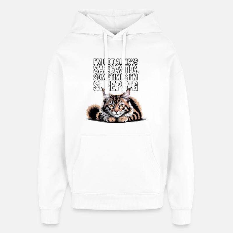 Sommeil de chat sarcastique - Sweat à capuche unisexe Stanley/Stella Oversized - blanc