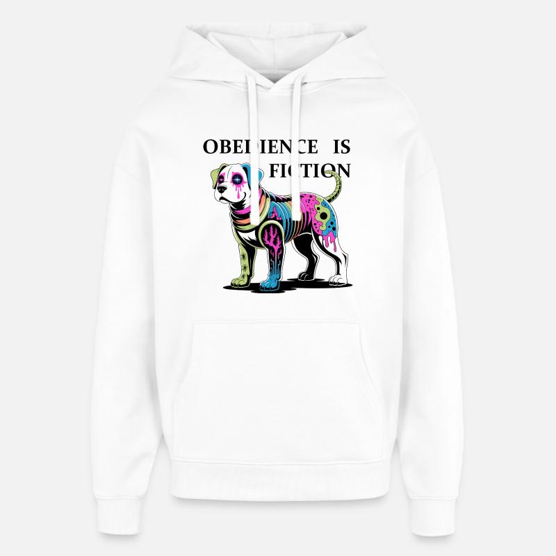 Néon Cyber chien Illustration - Sweat à capuche unisexe Stanley/Stella Oversized - blanc