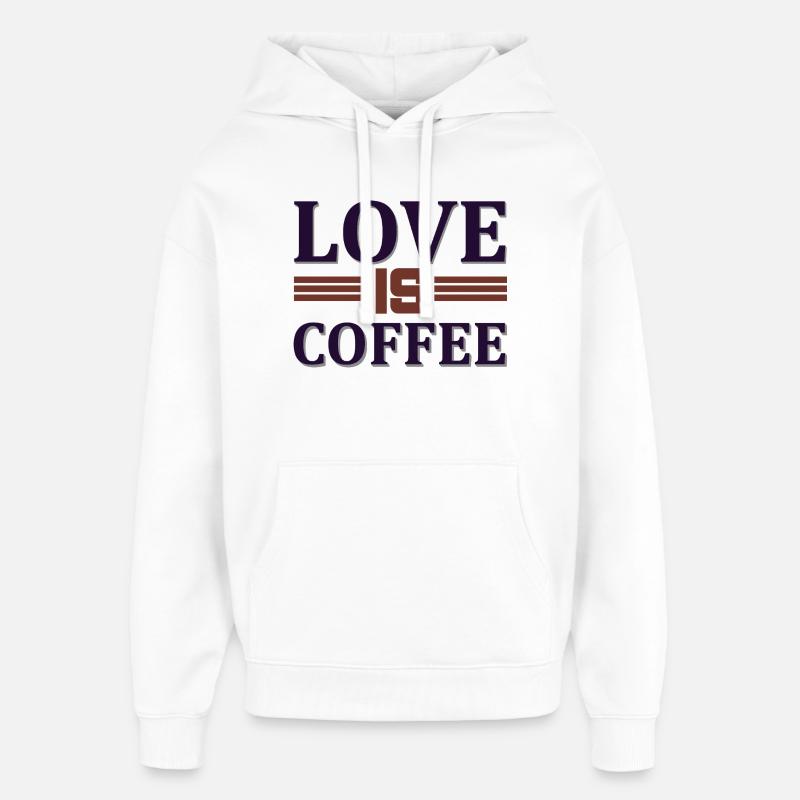 L’amour, c’est le café - Sweat à capuche unisexe Stanley/Stella Oversized - blanc