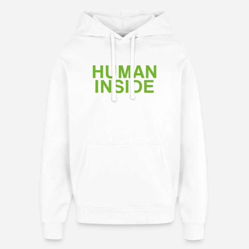 CONCEPTION DE TEXTE HUMAN INSIDE - Sweat à capuche unisexe Stanley/Stella Oversized - blanc