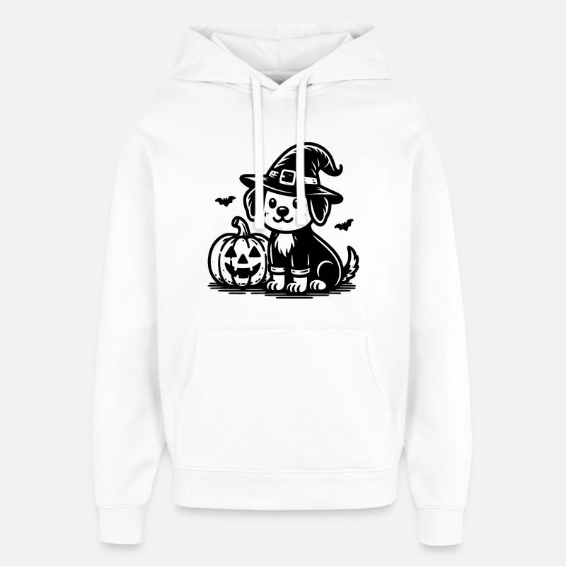 Chien avec chapeau de sorcière - Sweat à capuche unisexe Stanley/Stella Oversized - blanc
