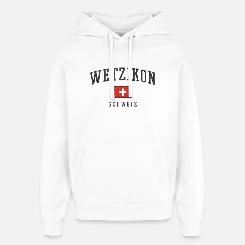 Wetzikon Drapeau suisse - Sweat à capuche unisexe Stanley/Stella Oversized - blanc