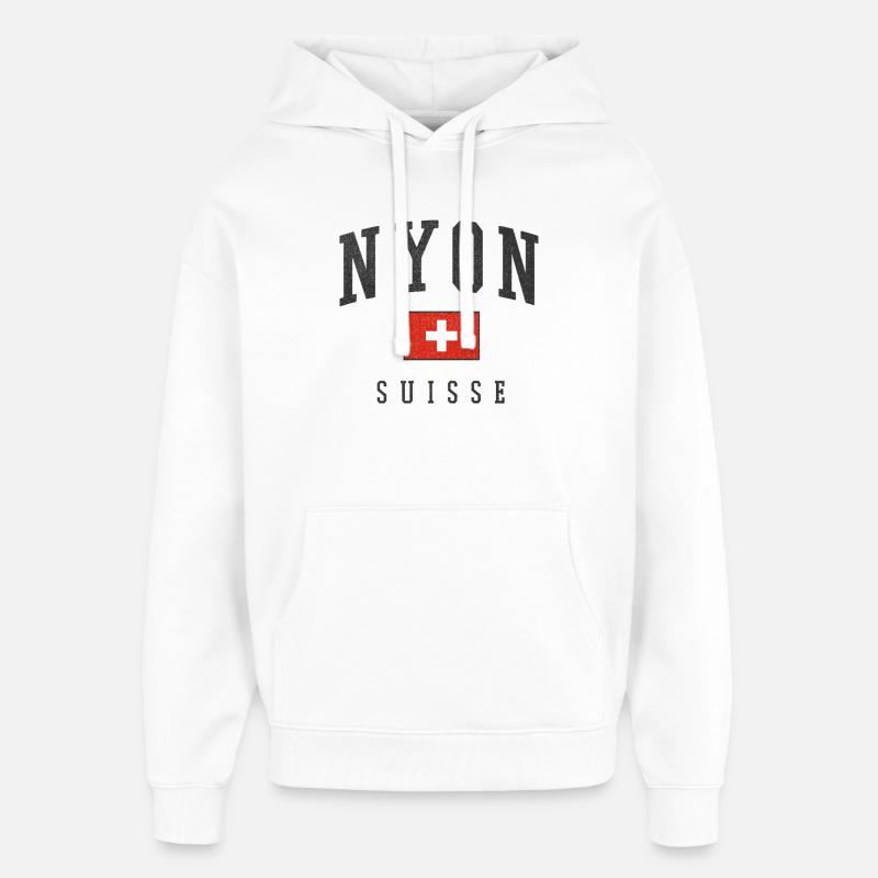 Graphique du drapeau Nyon Suisse - Sweat à capuche unisexe Stanley/Stella Oversized - blanc