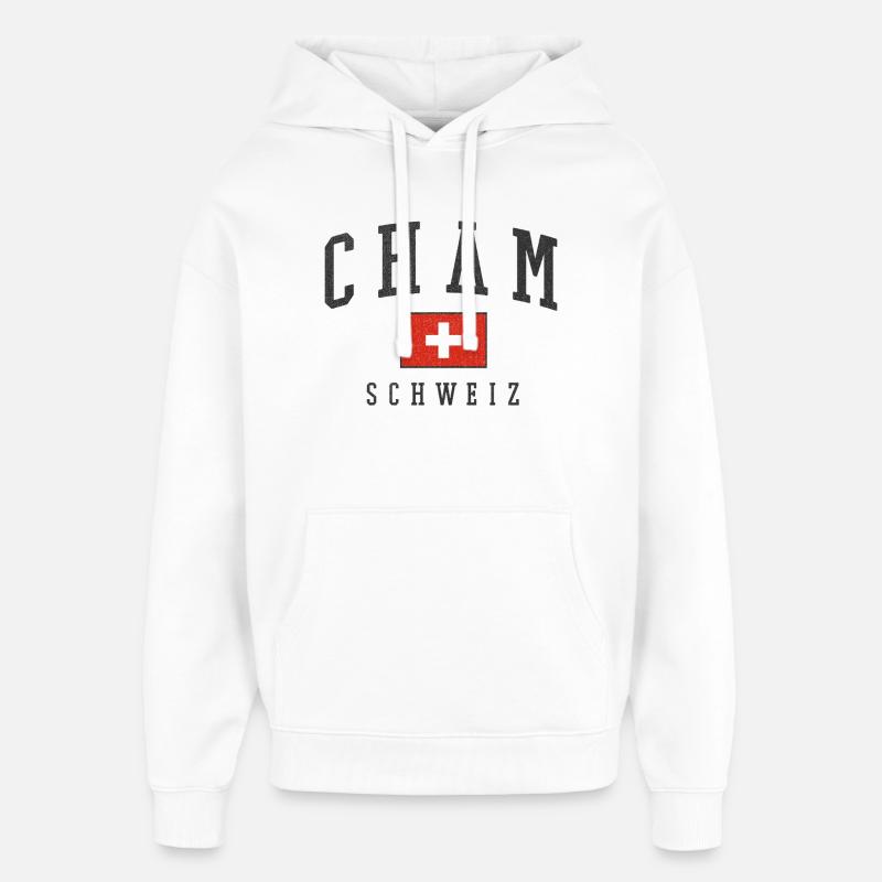 Style du drapeau suisse cham - Sweat à capuche unisexe Stanley/Stella Oversized - blanc