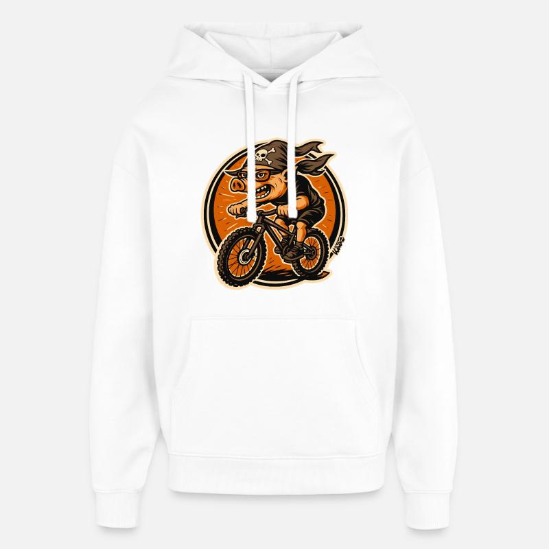 Pirate Pig sur BMX VTT - Sweat à capuche unisexe Stanley/Stella Oversized - blanc