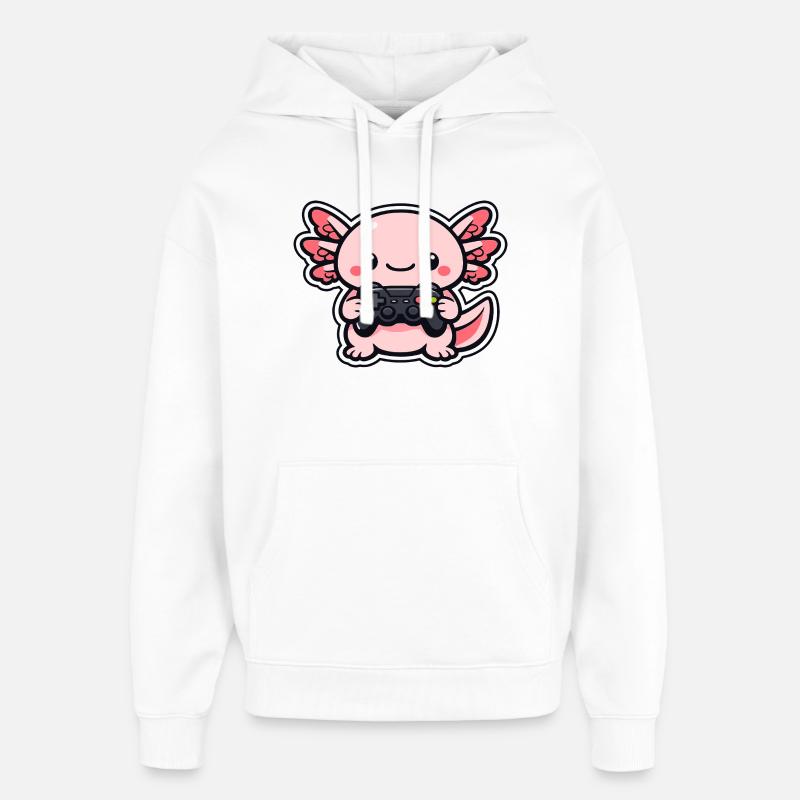 Axolotl de Kawaii avec contrôleur - Sweat à capuche unisexe Stanley/Stella Oversized - blanc
