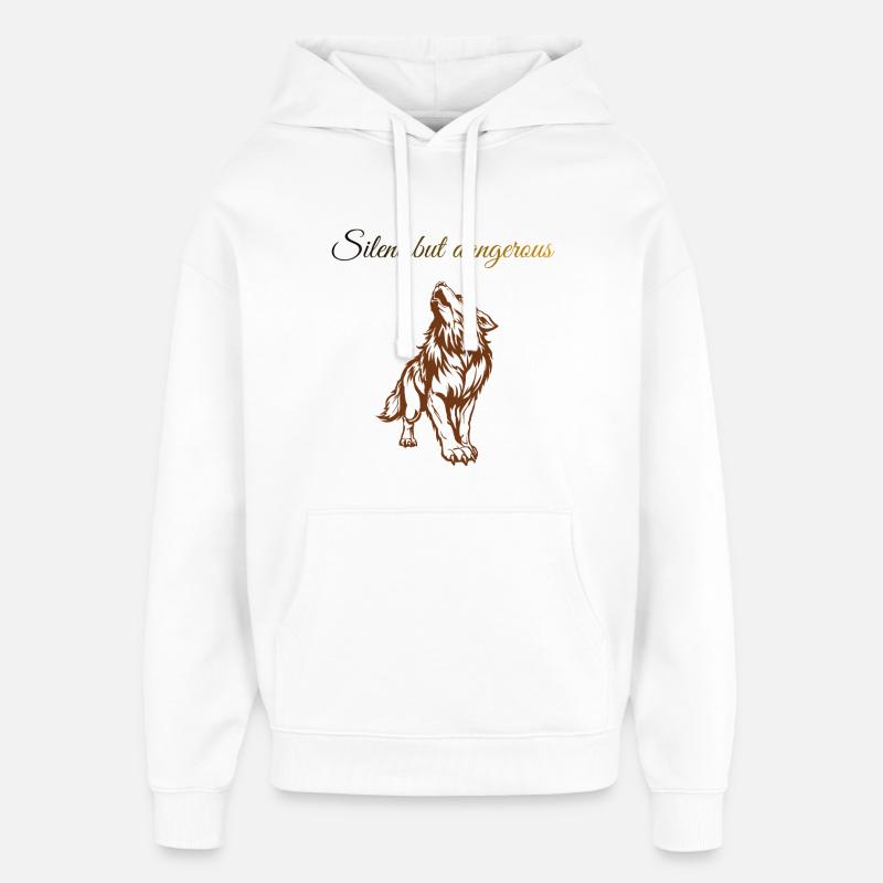 Sûra conçoit Silent Wolf Howl - Sweat à capuche unisexe Stanley/Stella Oversized - blanc