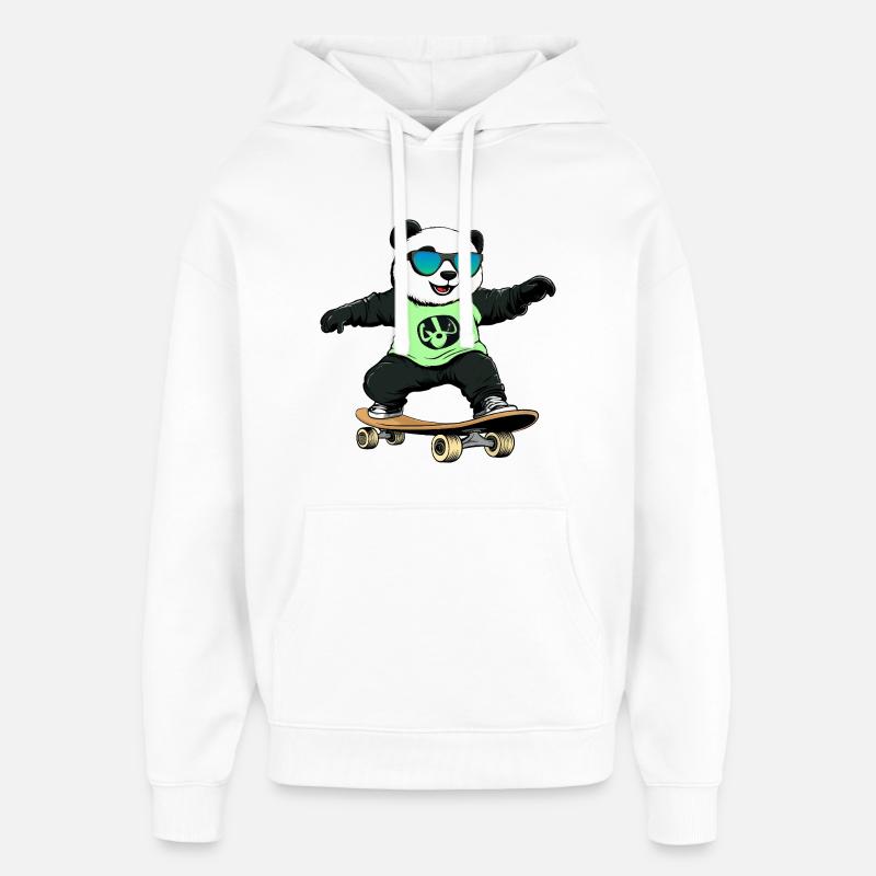 Panda Skateboard - Sweat à capuche unisexe Stanley/Stella Oversized - blanc