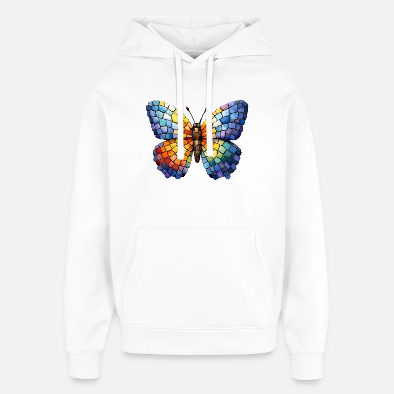 Mosaïque de papillon - Cadeau d’éventail papillon - Sweat à capuche unisexe Stanley/Stella Oversized - blanc