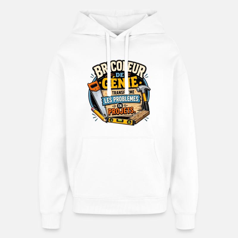 Bricoleur Génie Projets - Sweat à capuche unisexe Stanley/Stella Oversized - blanc