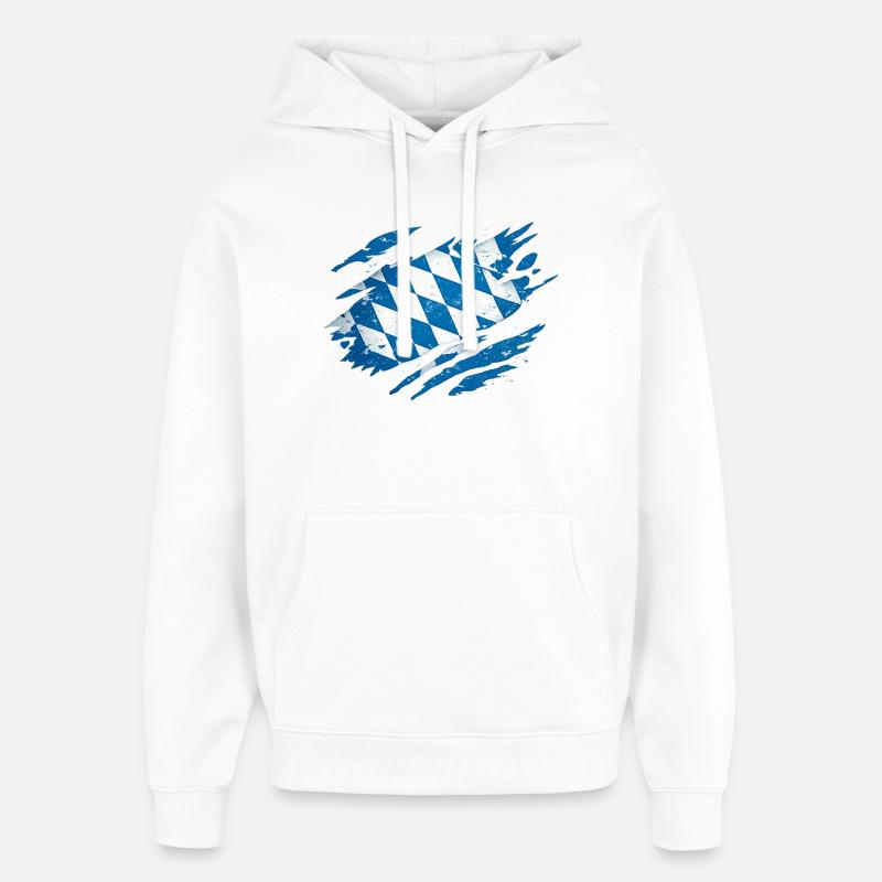 Bavière Drapeau bavarois - Sweat à capuche unisexe Stanley/Stella Oversized - blanc