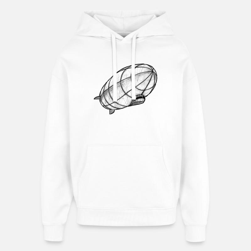 Zeppelin dessinant la perspective - Sweat à capuche unisexe Stanley/Stella Oversized - blanc