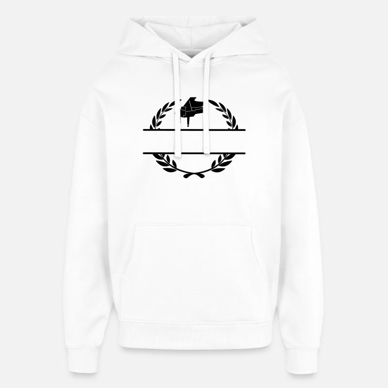 Piano in laurel wreath monogram - Oversized Unisex Hoodie by Stanley/Stella - white
