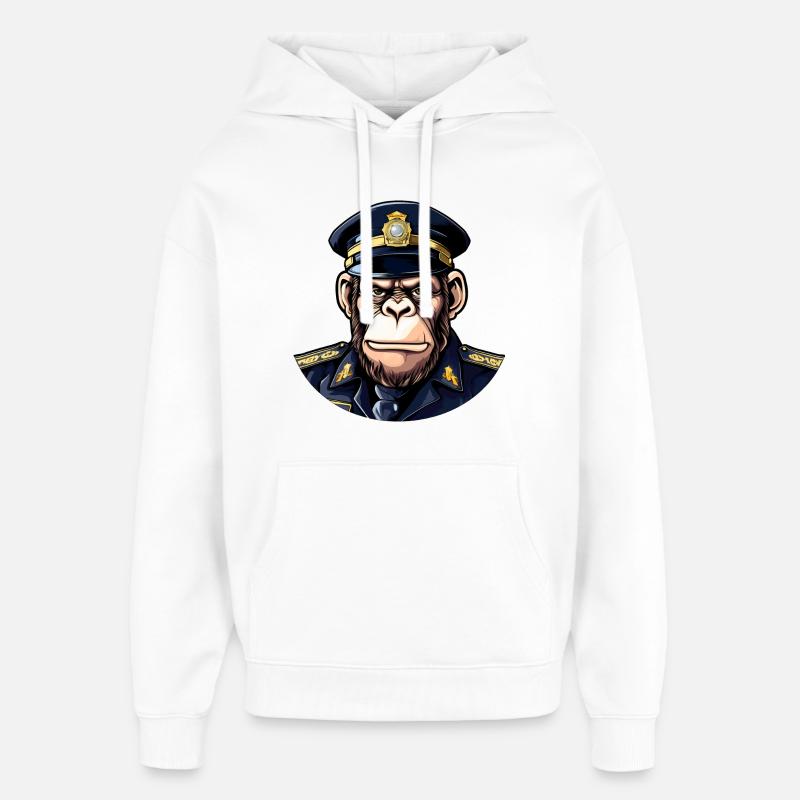 Policier chimpanzé - Sweat à capuche unisexe Stanley/Stella Oversized - blanc