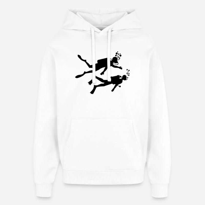 Deux plongeurs sous-marins - Sweat à capuche unisexe Stanley/Stella Oversized - blanc