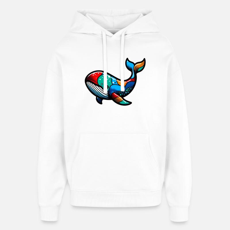 Baleine - Sweat à capuche unisexe Stanley/Stella Oversized - blanc