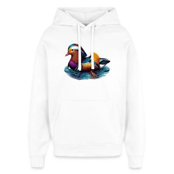 Mandarinente - Oversized Unisex Hoodie von Stanley/Stella - Weiß - Vorne - AI Model Female 172 light (172cm) & AI Model Male 185 light (185cm)