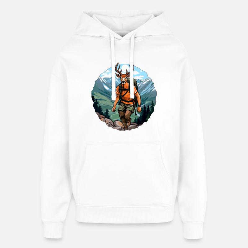 Randonnée avec le cerf / Alpinisme Cerf - Sweat à capuche unisexe Stanley/Stella Oversized - blanc