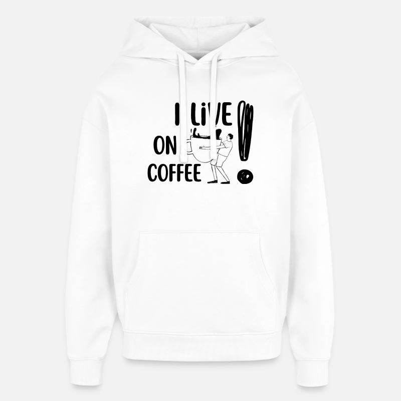 I live on Coffee  - Sweat à capuche unisexe Stanley/Stella Oversized - blanc