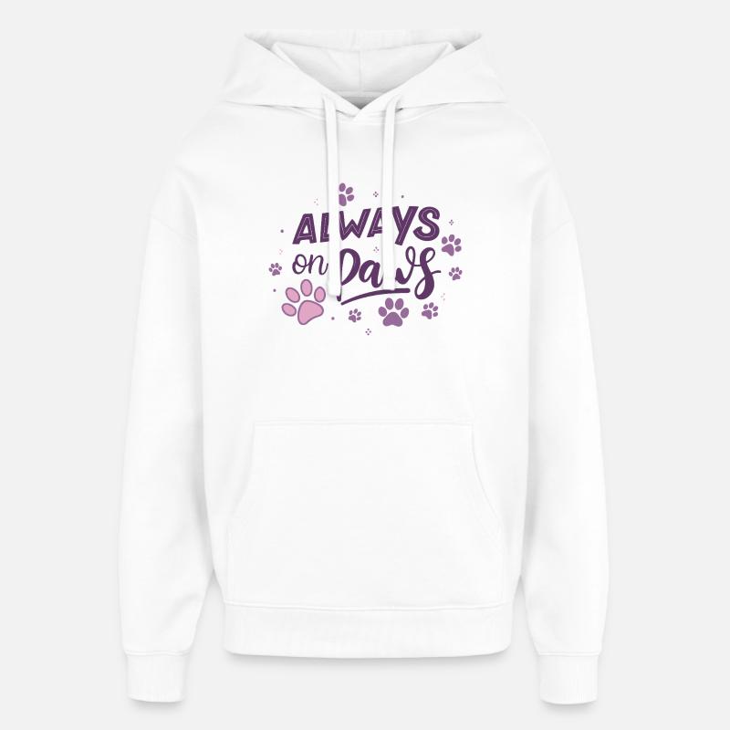 Always on Day Pawprints Violet - Sweat à capuche unisexe Stanley/Stella Oversized - blanc