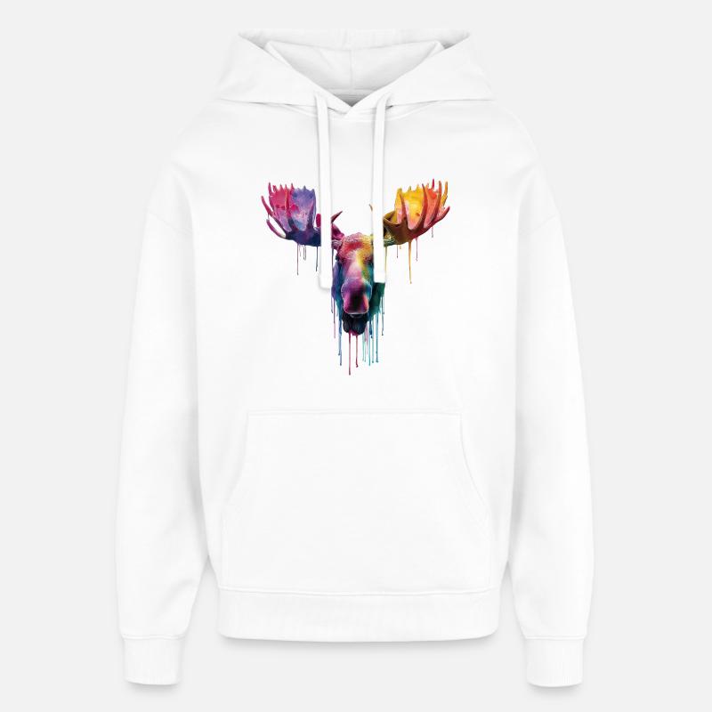 Tête d’orignal - Sweat à capuche unisexe Stanley/Stella Oversized - blanc