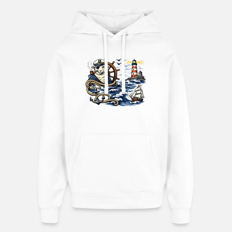 Moutons marins dans la tempête - Sweat à capuche unisexe Stanley/Stella Oversized - blanc