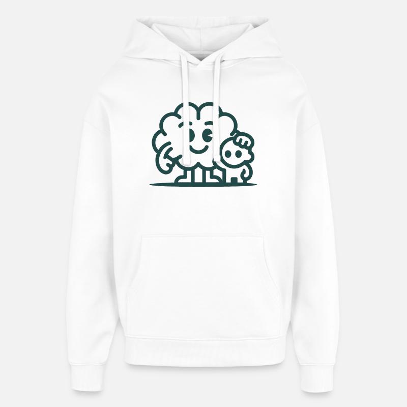 Friendly Cloud Duo Illustration - Sweat à capuche unisexe Stanley/Stella Oversized - blanc