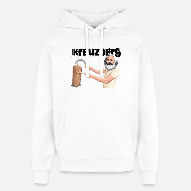 Kreuzberg Döner Marx - Sweat à capuche unisexe Stanley/Stella Oversized - blanc