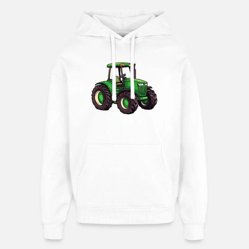 Tracteur vert - Sweat à capuche unisexe Stanley/Stella Oversized - blanc